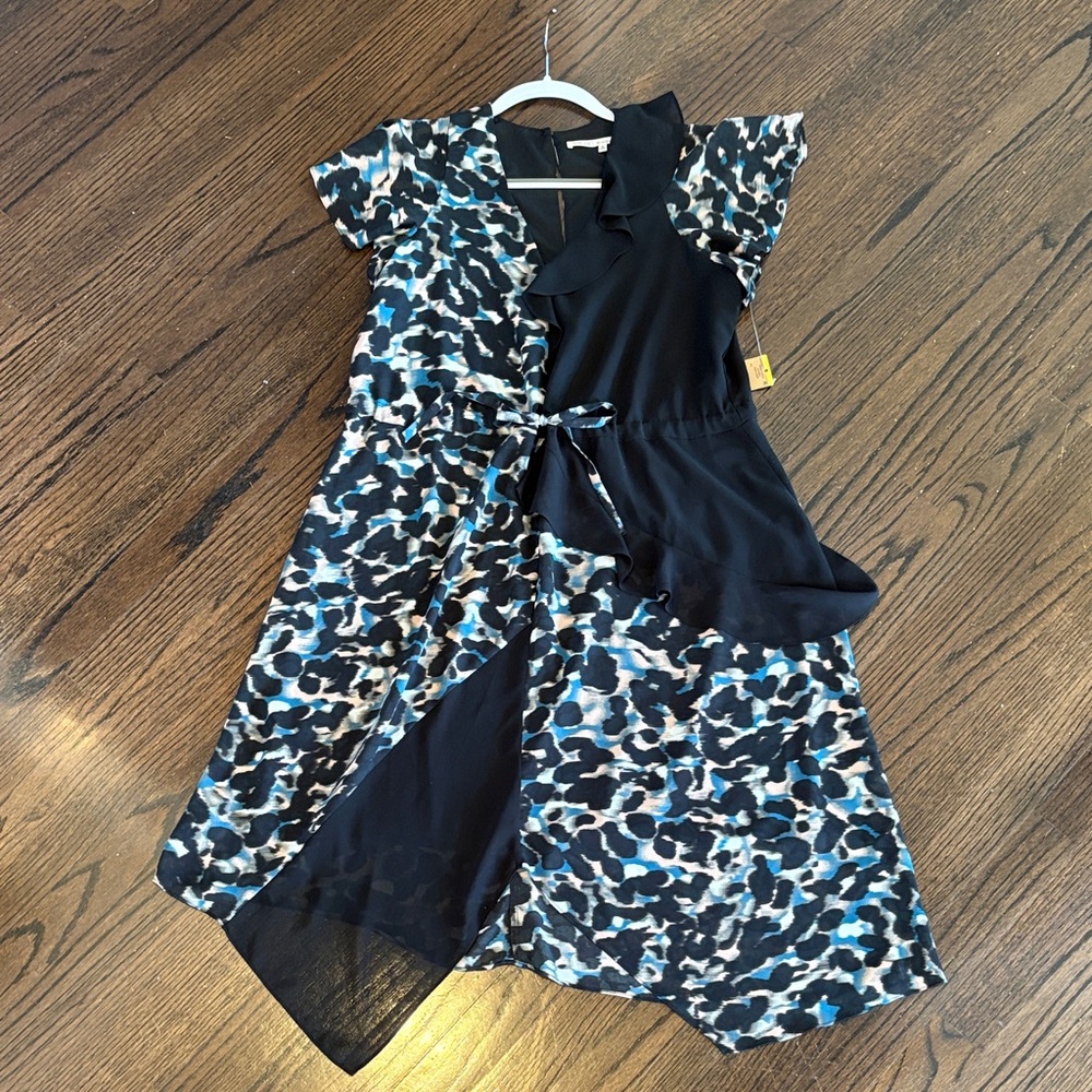 RACHEL Rachel Roy Asymmetrical Black and Print Dress